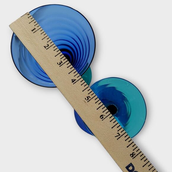 Pier 1 Cobalt Blue Teal Stem Beehive Wine Glasses Water Goblet 2 Pcs 9 Inches - Picture 4 of 12